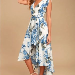 Lulu’s French countryside white floral print high-low dress